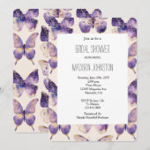 Paarse gouden vlinders Vrijgezellenfeest Kaart (Voorkant / Achterkant)