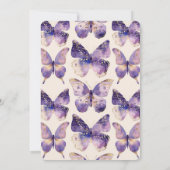 Paarse gouden vlinders Vrijgezellenfeest Kaart (Achterkant)