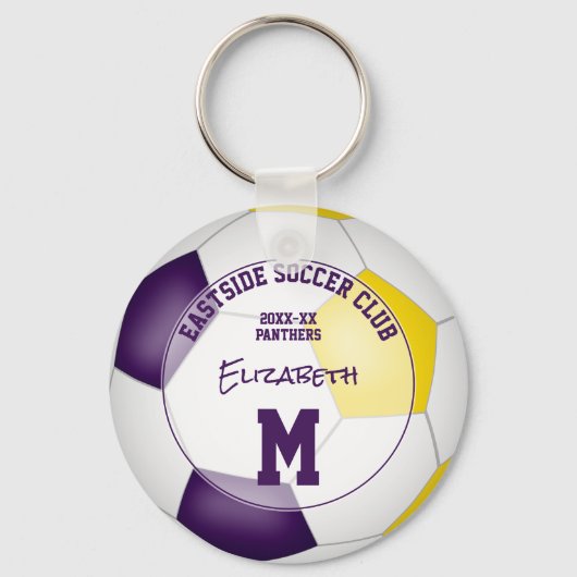 paarse gouden voetbalclub team kleuren sportgesche sleutelhanger (Voorkant)
