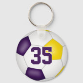 paarse gouden voetbalclub team kleuren sportgesche sleutelhanger (Achterkant)