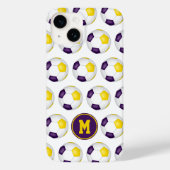 paarse gouden voetballen patroon monogram Case-Mate iPhone case (Achterkant)