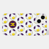 paarse gouden voetballen patroon monogram Case-Mate iPhone case (Achterkant (horizontaal))