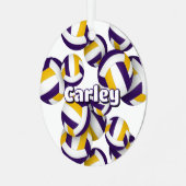 paarse gouden volleyballen met atletennaam Keepsak Metalen Ornament (Voorkant links)