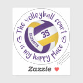 paarse gouden volleybalveld mijn blije plek sticker (Vel)
