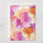 Paarse gouden vrijgezellenfeestuitnodiging kaart (Achterkant)