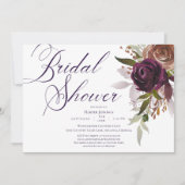 Paarse Gouden Waterverf Bloemen Vrijgezellenfeest Kaart (Voorkant)