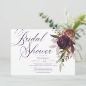 Paarse Gouden Waterverf Bloemen Vrijgezellenfeest Kaart (Staand voorkant)