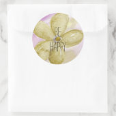 Paarse gouden Waterverf Happy flower Ronde Sticker (Tas)