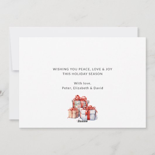 Paarse gouden Waterverf Holly Bell Foto Feestdagenkaart (Achterkant)