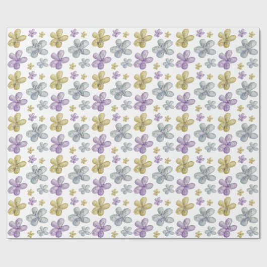 Paarse gouden Waterverf Inspirerend bloemen Cadeaupapier (Vlak)