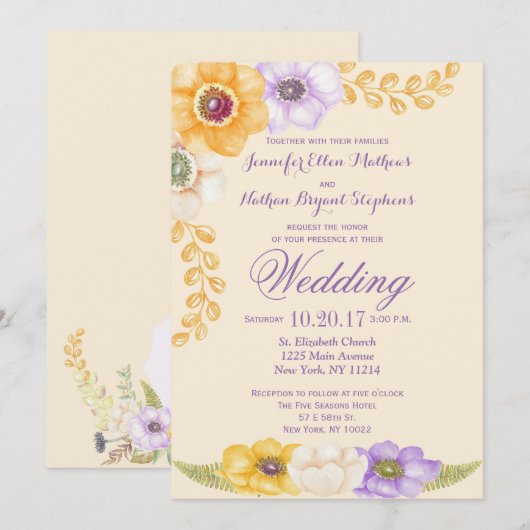 Paarse gouden Waterverf Kaart (Voorkant / Achterkant)