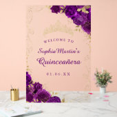 Paarse gouden werveling bloemenquinceanera acryl t acryl bord (Huwelijk)