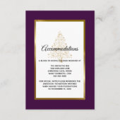 Paarse gouden winter bruiloft accommodaties informatiekaartje (Voorkant)