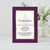 Paarse gouden winter bruiloft accommodaties informatiekaartje (Staand voorkant)