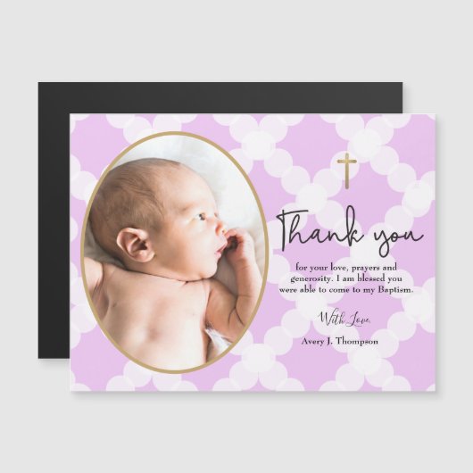 Paarse gouden wit Dop dank u baby foto (Voorkant / Achterkant)