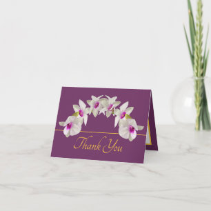 Paarse gouden wit roze orchidee boeket dank u kaart