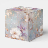 Paarse gouden witte bloemen bedankdoosjes (Achterkant)