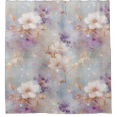 Paarse gouden witte bloemen douchegordijn (Voorkant)