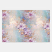 Paarse gouden witte bloemen inpakpapier vel (Voorkant 3)