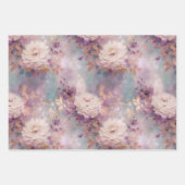 Paarse gouden witte bloemen inpakpapier vel (Voorkant 2)