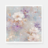 Paarse gouden witte bloemen servet (Voorkant)