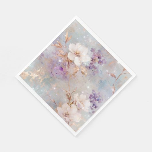 Paarse gouden witte bloemen servet (Hoek)