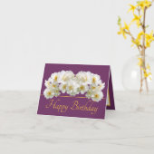 Paarse gouden witte daffodil boeket Happy Birthday Kaart (Gele Bloem)