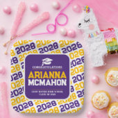 Paarse, gouden & witte gepersonaliseerde Afstudere Papieren Bordje (Feest)