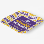 Paarse, gouden & witte gepersonaliseerde Afstudere Papieren Bordje (Gebogen)