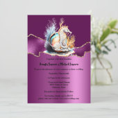 Paarse gouden zeepaardshimmer schelp koraal oceaan kaart (Staand voorkant)