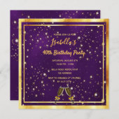 Paarse gouden zeepbellen op feestdag kaart (Voorkant / Achterkant)