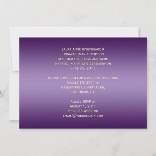 Paarse Gouden Zwarte Bloemige Krullen Ontvangst Al Kaart (Achterkant)