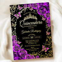 Paarse Gouden Zwarte Rozen Quinceanera
