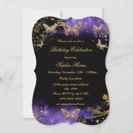 Paarse gouden zwarte vlinder kaart