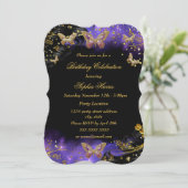 Paarse gouden zwarte vlinder kaart (Staand voorkant)