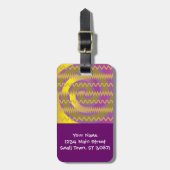Paarse gouden zwenkgolven Chevron Pattern Bagagelabel (Voorkant verticaal)