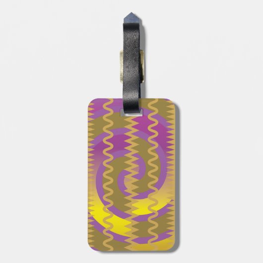 Paarse gouden zwenkgolven Chevron Pattern Bagagelabel (Achterkant verticaal)