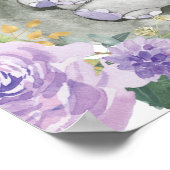 Paarse goudflens Elephant Greenery Welkomstteken Poster (Hoek)