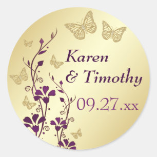 Paarse goudflora met Butterflies Sticker