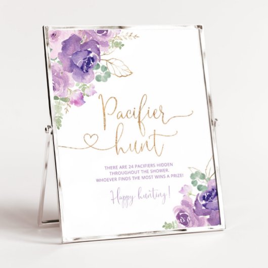 Paarse goudflorale Pacifier jachtwedstrijd Poster