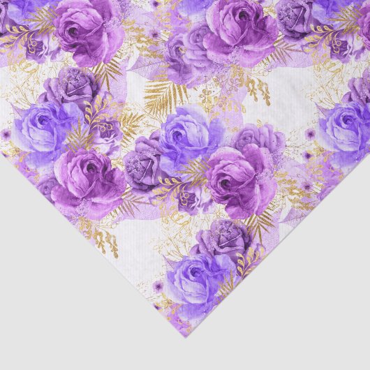 Paarse goudflorale roos tissuepapier (Detail)