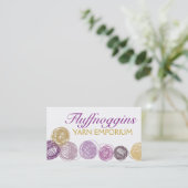 Paarse goudgaren brei-haakjes visitekaartje (Staand voorkant)