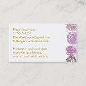 Paarse goudgaren brei-haakjes visitekaartje (Achterkant)