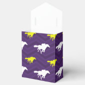 Paarse, goudgeel, wit, paardenrennest bedankdoosjes (Geopend)