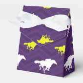 Paarse, goudgeel, wit, paardenrennest bedankdoosjes (Voorkant Zijde)