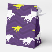 Paarse, goudgeel, wit, paardenrennest bedankdoosjes (Achterkant)