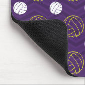 Paarse, goudgeel, wit, volleybalchevron muismat (Hoek)