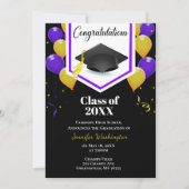 Paarse goudgele en zwarte confetti kaart (Voorkant)