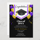 Paarse goudgele en zwarte confetti kaart (Voorkant / Achterkant)