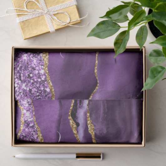 Paarse goudgistpapier met rotatieperij, Jouw naam Tissuepapier (Geschenk)